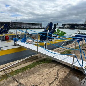 Custom aluminium marine gangway bridge providing safe and reliable dockside access.