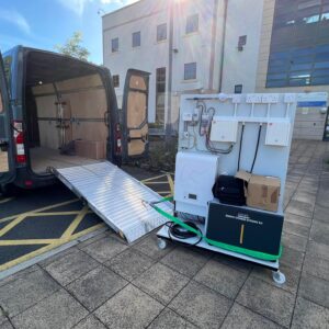 loading onto van using a folding van ramp