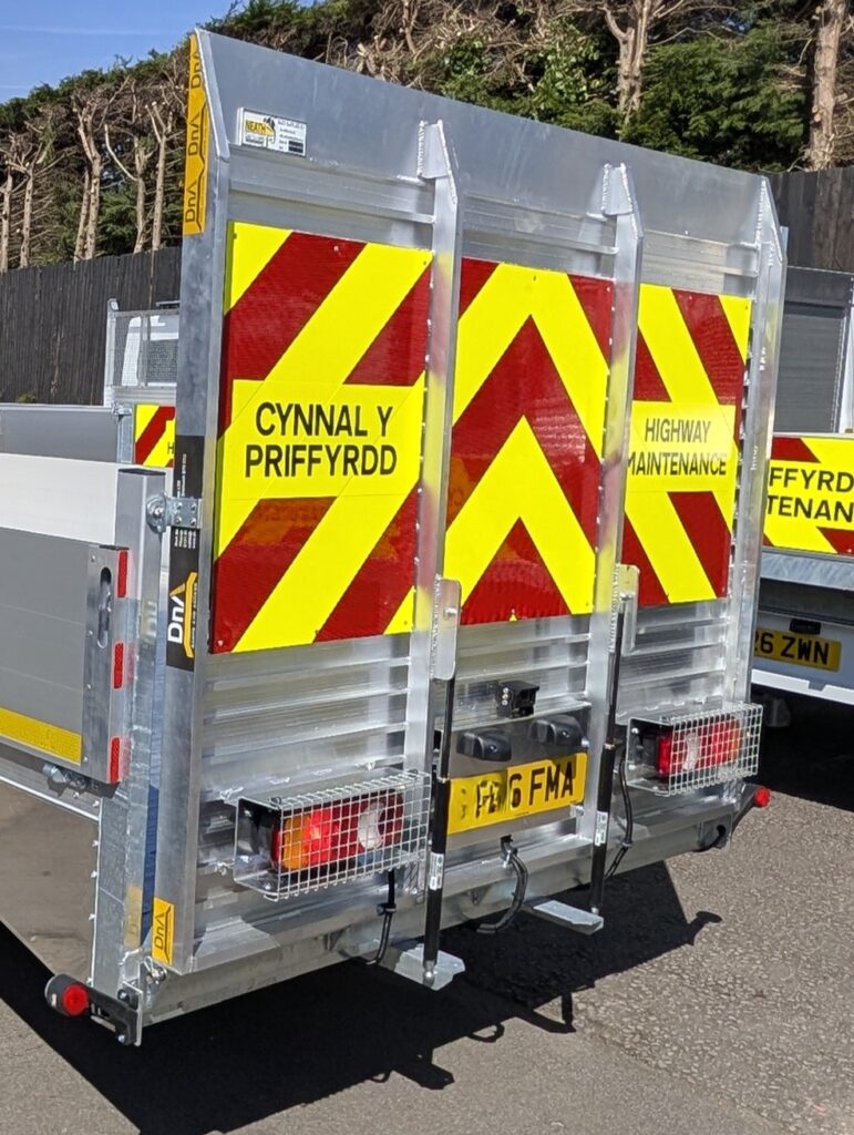 Custom built vehicle loading ramp manufactured by DnA Ramps for heavy equipment.